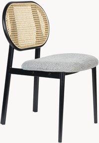 Eetkamerstoel Spike met gevlochten rotan en gestoffeerde zitting
