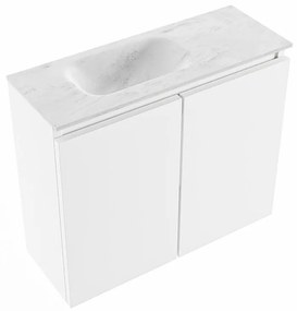 Mondiaz Ture DLux toiletmeubel 60cm talc met wastafel opalo links met kraangat