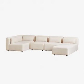 5-delige Modulaire Hoekbank Met Poef Fogler Corduroy Linnen Beige - Sklum