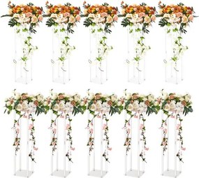 VEVOR Set van 10 vierkante bloemenkrukken 20 x 20 x 60 cm Bloemenstandaard Acryl bijzettafel Moderne bloemenzuil Acryl laminaat plantenkruk Plantenstandaard Metalen standaard voor decoratie van bars Hotels Cafés