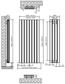 Eastbrook Hadleigh radiator 55x120cm aluminium 1558W antraciet