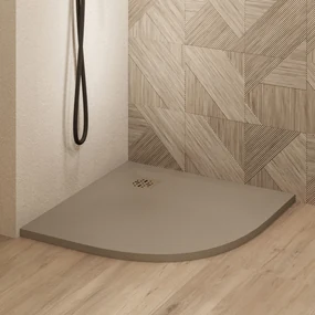 Saniclear Torno kwartronde douchebak 80x80cm met stone finish cappuccino