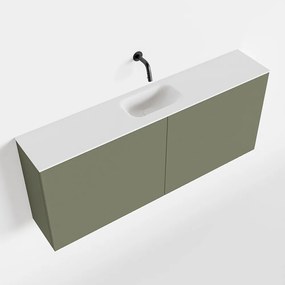 Zaro Polly toiletmeubel 120cm army met witte wastafel zonder kraangat