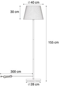 Buiten vloerlamp zwart met kap zwart touw IP44 - VirginiaJapandi E27 IP44 Buitenverlichting rond