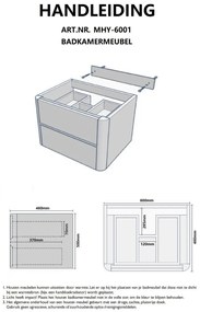 B-Stone Branson badmeubel eiken met natuurstenen wastafel 60cm