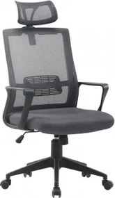 Kantoorkruk Met Wielen En Hoofdsteun Van Polypropyleen Teill Black Grijs – Grafiet - Sklum