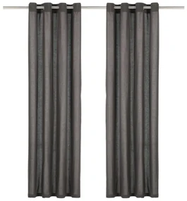 vidaXL Gordijnen met metalen ringen 2 st 140x175 cm katoen antraciet
