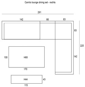 Garden Impressions Camilo lounge dining set 6-delig links - donker grijs