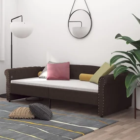 vidaXL Slaapbank met USB stof donkerbruin 90x200 cm