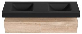 Zaro Alan badmeubel 160cm washed oak 2 lades met vrijhangende wastafel cloud dubbel 2 kraangaten urban