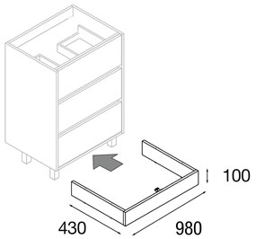 Muebles plint voor badkamermeubel 100cm wit hoogglans