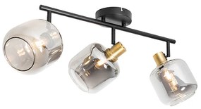 Plafondspot zwart met smoke glas langwerpig 3-lichts - Zuzanna