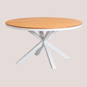 Ronde Tuintafel Van Eucalyptus- En Aluminiumhout Archer Gardenia Wit & Ø140 Cm - Sklum