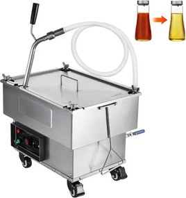 VEVOR Mobiel frituurfilter, 18 liter olietankinhoud, oliefiltratiesysteem met een oliefiltratiesnelheid van 10 l/min, oprolbaar frituuroliefiltersysteem met zwenkwielen, olieslang voor restaurants
