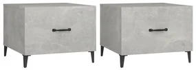 vidaXL Salontafel 2 st met metalen poten 50x50x40 cm betongrijs