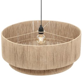 Japandi hanglamp zwart met bruin touw 60cm - SmillaJapandi E27 Scandinavisch rond Binnenverlichting Lamp