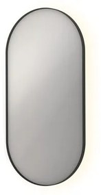 INK Spiegels Spiegel SP21 ovaal in stalen kader incl indir LED. verwarming. color changing. dimbaar en schakelaar 120x60cm Mat zwart 8408975
