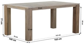 Dining Tuintafel rechthoekig 165 x 100 cm Teak Old teak greywash Brighton