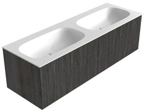 Mondiaz Kurve 140cm badmeubel shadow met 2 lades en wastafel big small dubbel zonder kraangat