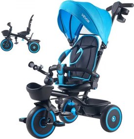 VEVOR driewieler voor kinderen van 1 tot 5 jaar, loopfiets met duwstang, opklapbare zonnekap, verstelbare zitting en opbergmand, kinderdriewieler als cadeau voor jongens en meisjes, blauw+zwart