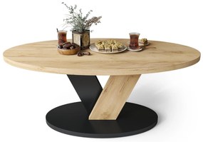 LOVA  Eik Goud/Zwart - OVALE SALONTAFEL 110x60 cm MODERNE KOFFIETAFEL
