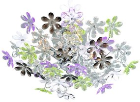 Plafonnière chroom met multicolor kunststof bloemen 56cm - Fiore Design, Modern E14 bol / globe / rond rond Binnenverlichting Lamp