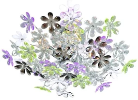 Plafonnière chroom met multicolor kunststof bloemen 56cm - Fiore Design, Modern E14 bol / globe / rond rond Binnenverlichting Lamp