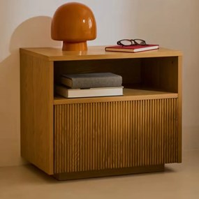 Kave Home Helvine Nachtkastje Eiken Met Ribbels - 60x40x52cm.