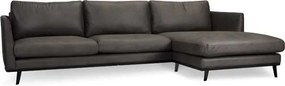 Loungebank Odissi chaise longue rechts - leer Kentucky antraciet 01 - 2,58 x 1,60 mtr breed