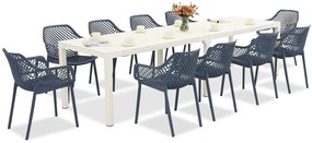 King Double/Aria tuinmeubelset wit en blauw voor 10 personen Bica