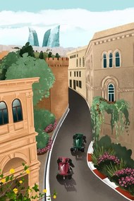 Ilustratie Baku Azerbeidzjan, Goed Blauw