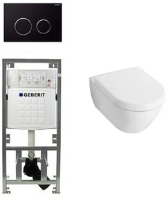Villeroy & Boch Subway 2.0 Compact met zitting toiletset met geberit inbouwreservoir en sigma20 drukplaat zwart 0701131/1024233/1025456/sw53746/