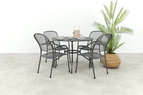 Carlo ronde stapelbare bistroset strekmetaal Ø105 cm. - Antraciet