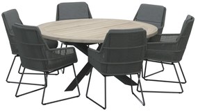 4 Seasons Outdoor Valencia Louvre dining tuinset 160xH75 cm rond 7 delig platinum