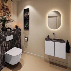 Mondiaz Ture DLux toiletmeubel 60cm cale met wastafel lava midden zonder kraangat