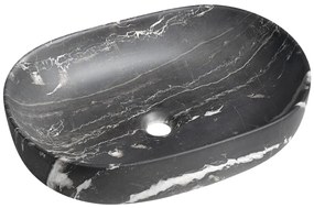 Sapho Rondane keramische waskom 60x42cm zwart marmer