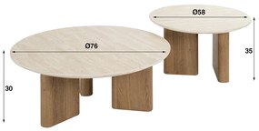 Salontafelset Rond Hout En Travertin