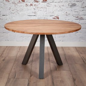 Ronde Eettafel Hout En Metaal - 120 X 120cm.