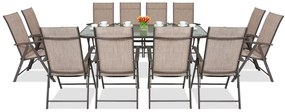 Stalen dining tuinmeubels Modena/Rosario voor 12 personen met grote tafel 200 cm Garden Point bruin