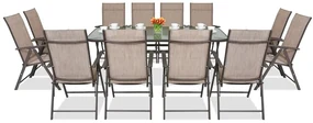 Stalen dining tuinmeubels Modena/Rosario voor 12 personen met grote tafel 200 cm Garden Point bruin