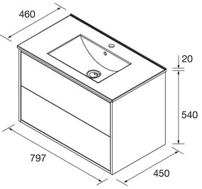 Muebles Ideal badmeubel 80cm met wastafel zwart mat