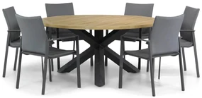 Tuinset Ronde Tuintafel 6 personen 160 cm Aluminium/textileen Grijs Lifestyle Garden Furniture Rome/Rockville