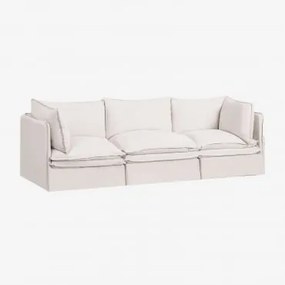 Grace 3-delige Modulaire Bank In Linnen En Katoen Stof Gebroken Wit - Sklum