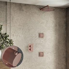 Saniclear Copper Stripes inbouw regendouche 30cm met vierkante massagejets en muurarm geborsteld koper