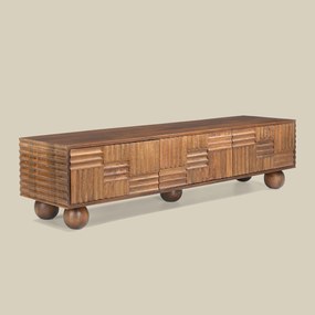 Houten Tv-meubel Uniek Houtsnijwerk - 160x39x39cm.
