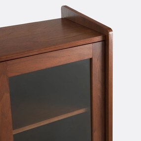 Vintage vitrinekast, 2 deuren, walnootfineer, RONDA