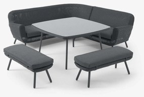 The Outsider Hoek Lounge Diningset - Jonah - Wicker - Donkergrijs - The Outsider