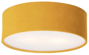 Moderne plafondlamp oker 30 cm met gouden binnenkant - Drum