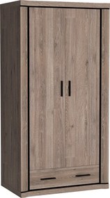 Kledingkast Lorelie 118, Truffel eiken, 192x97x58cm, 83 kg, Kledingkast deuren: Met scharnieren