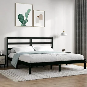 vidaXL Bedframe massief grenenhout zwart 200x200 cm